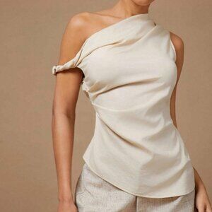 Drape Neck Off the Shoulder Asymmetric Hem Elegant Top